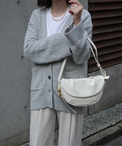 ハンドバッグ 「NiiNa」「高品質牛革」特殊シワ加工 ワンハンドルハーフムーンバッグ / WEB限定