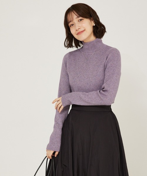 ニット セーター ストレッチリブハイネックプルオーバー/タートル/冬服 レディース