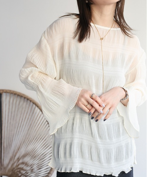 ap retro ブラウス シャツ シアーシャーリングブラウス