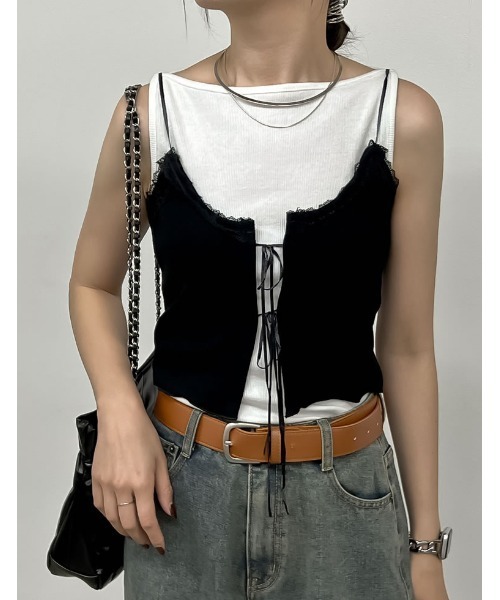 Re:EDIT（リエディ） キャミソール レースネックリボンキャミソール