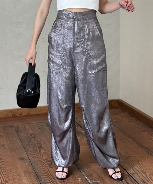 Per sist ence パンツ メタリックシャイニータックジョガー