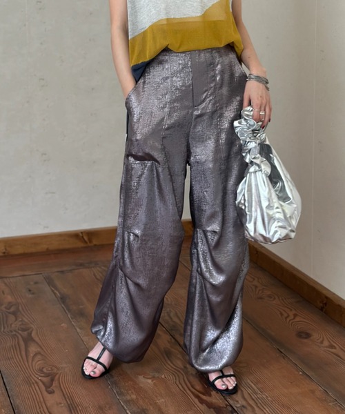 Per sist ence パンツ メタリックシャイニータックジョガー