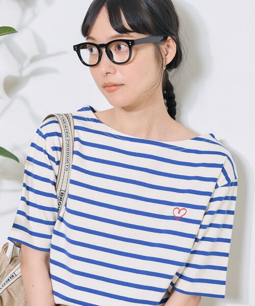 FREAK'S STORE tシャツ ワンポイントハート刺繍 ボートネックT