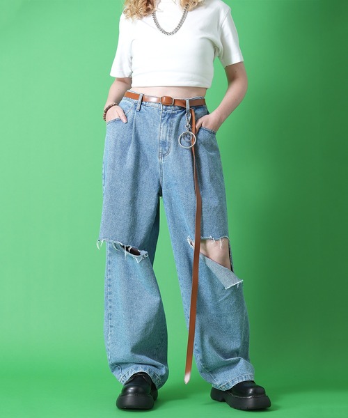 ANN DEMEULMEESTER レザー・ロングベルト ロングレザーナローベルト｜MEN｜251HSB55-321B｜AZUL BY MOUSSY