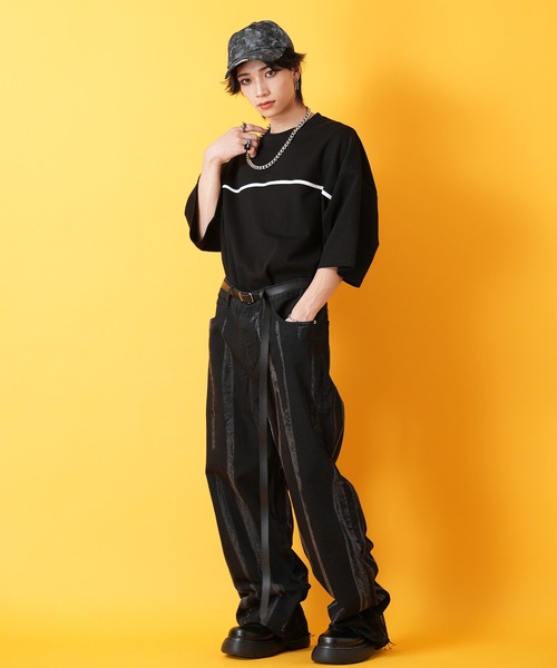 【AUBREY/ANDREA&Co. 】アシメベルトデザインロンパース　黒 ⭐️AUBREY/SET⭐️完売プレートデザインタンクトップ+アシメ