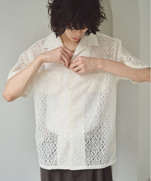 Allege Flower print shirt シャツ　半袖　レーヨン　総柄 Lazar シャツ レーヨン オープンカラー アロハシャツ/総柄シャツ