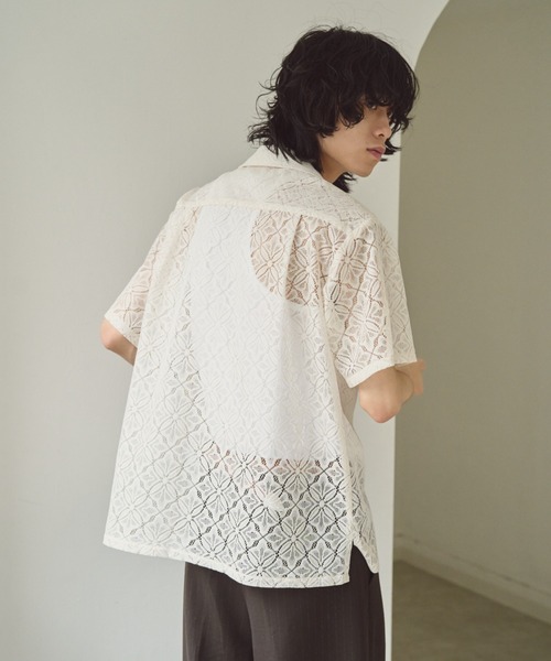 Camphor wood シャツ sheer flower embroidery shirts / フラワー総柄