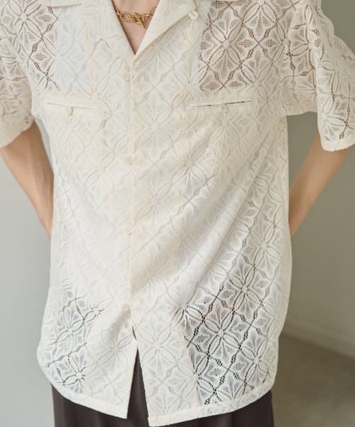 Allege Flower print shirt シャツ　半袖　レーヨン　総柄 Amazon.co.jp: [ルーシャット] アロハシャツ メンズ 父の日