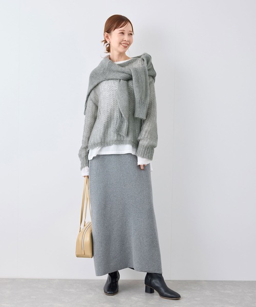 【美品】Loungedress サイドジップ モヘヤ ニット プルオーバー ROPÉ PICNIC(ロペピクニック) / シアーモヘア混ニットプル
