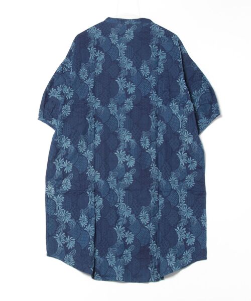 marai ブラウス シャツ 藍染め 7分袖 インディゴロングシャツ