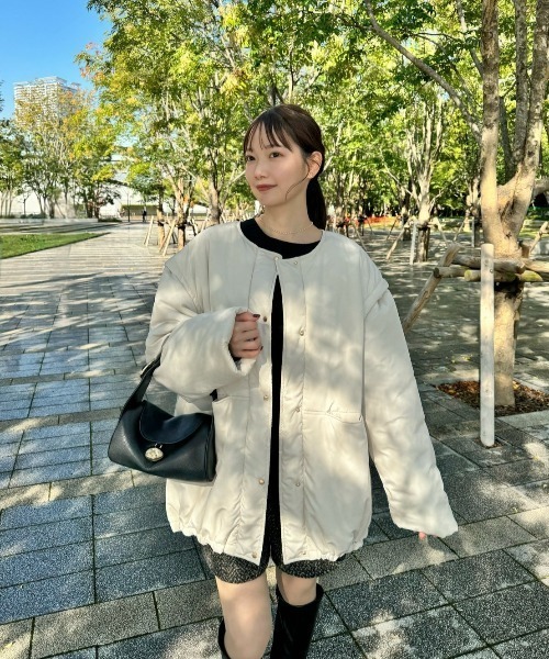 emine（エミネ） ノーカラーコート コート 2wayノーカラーミドルコート