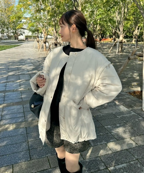 emine（エミネ） ノーカラーコート コート 2wayノーカラーミドルコート