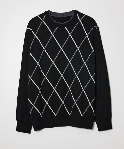 Designworks   ウールニット  S DESIGNWORKS セーター ニット 「ダイヤ柄」クルーネック メンズ