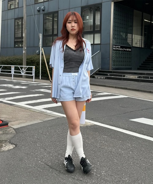 ブラウス シャツ オープンカラーエンブロイダリーボーリングシャツ レディース ACLENT ブラウス シャツ オープンカラーエンブロイダリー