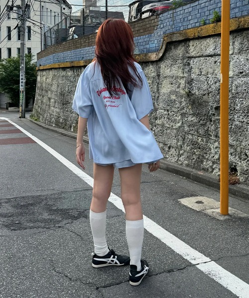 ブラウス シャツ オープンカラーエンブロイダリーボーリングシャツ レディース ACLENT ブラウス シャツ オープンカラーエンブロイダリー