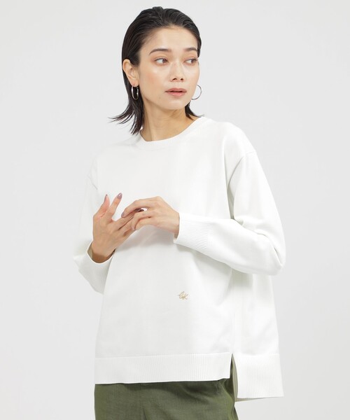 ニット セーター 「カタログ掲載品」「100回洗っても型崩れしない」「ウォッシャブル」テックスブリッドクルーネックプルオーバーニット レディース