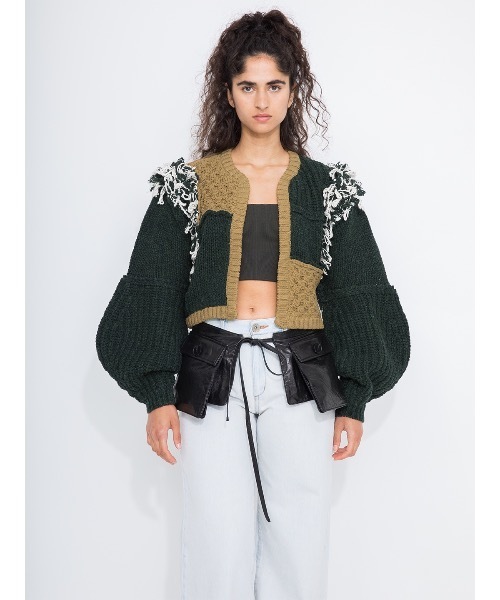 未使用品 LEINWANDE Patchwork Cardigan カーディガン leinwande カーディガン Hand Knitted Patchwork Cardigan