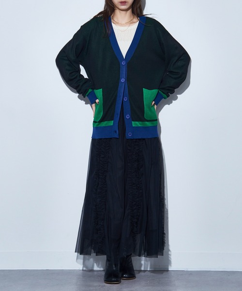 SETUP7 カーディガン 「SETUP7」配色Vネックカーディガン 春