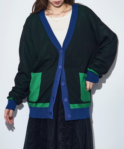 SETUP7（セットアップセブン） カーディガン 「SETUP7」配色Vネック
