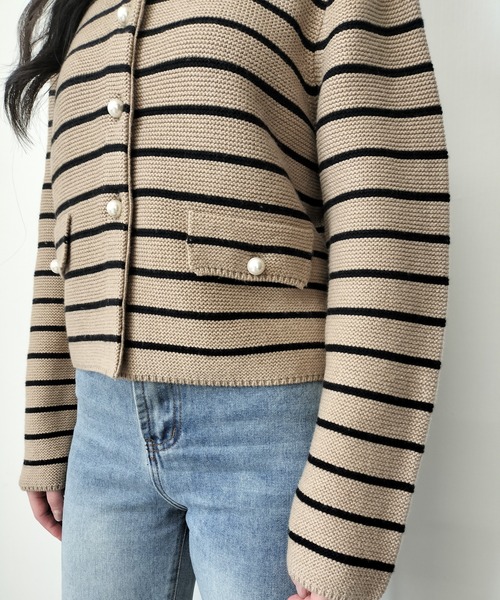 Virca ブルゾン アウター ボーダーニットブルゾン レディース