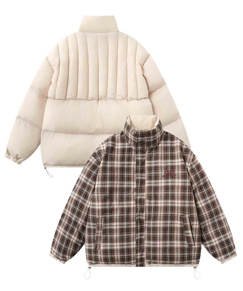 ブルゾン アウター HOOK -select- リバーシブルチェック柄中綿