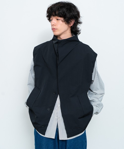 セール】NYLON FULL ZIP VEST/ナイロンフルジップベスト