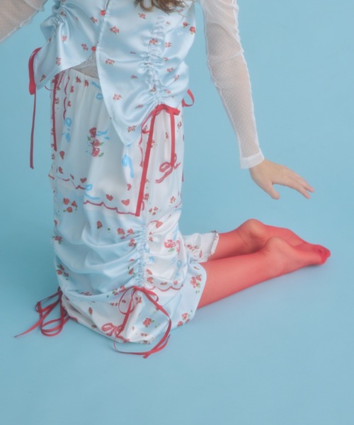 monepine スカート original print gather skirt/オリジナル