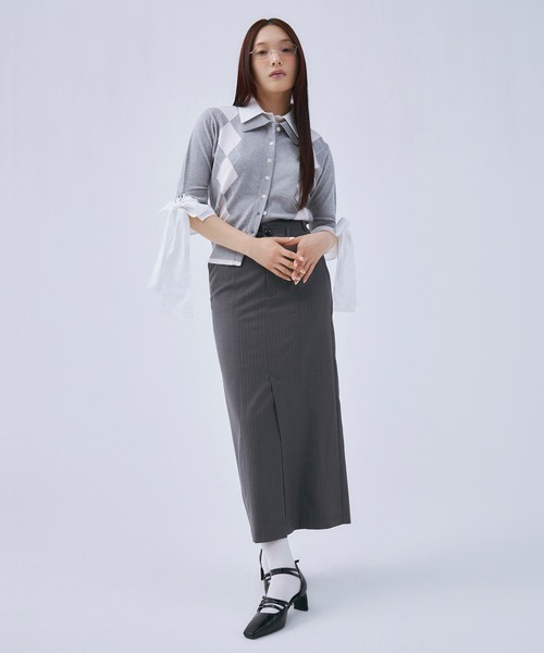 アーガイルシャツドッキングレイヤードニット　eimy istoire eimy istoire ニット アーガイルシャツドッキングレイヤード