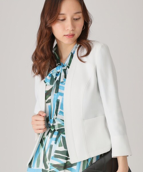 白と2点新品毎年定番♡クードシャンス　デニム調ノーカラージャケット　38 楽天市場】COUP DE CHANCE ノーカラージャケットの通販