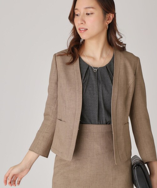 ★ぴーさま★COUP DE CHANCE日本製ノーカラージャケット、スカート40 COUP DE CHANCE（クードシャンス） ジャケット ノーカラージャケット