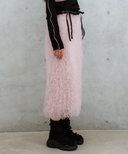 スカート HONEY MI HONEY tulle frill long skirt tulle long skirt