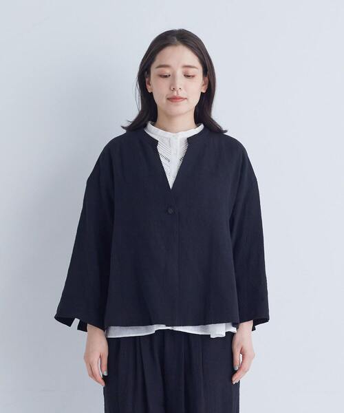 お値下げ アデュートリステス コンジェペイエ リネン ノーカラー コート 羽織 conges payes ADIEU TRISTESSE（コンジェ ペイエ アデュー