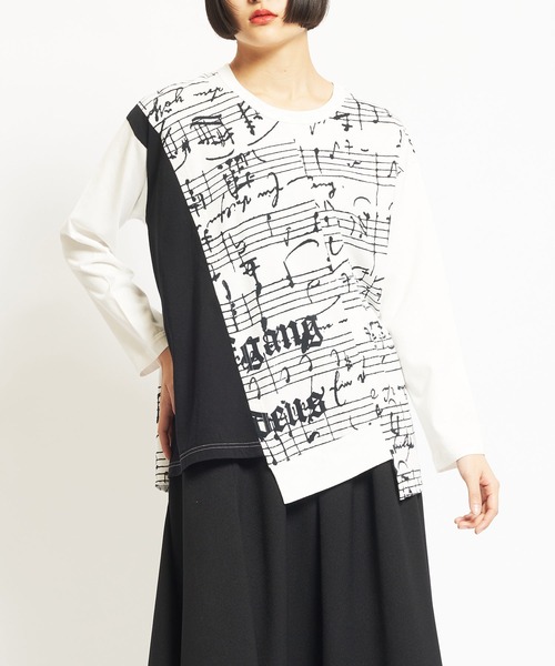 gomme tシャツ モーツァルトスコアP天竺 ステップT レディース gomme tシャツ モーツァルトスコアP天竺 ステップT レディース