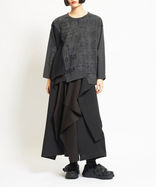 tシャツ モーツァルトスコアＰ天竺　切替ワイドＴ レディース メンズ gomme tシャツ モーツァルトスコアP天竺 ステップT レディース