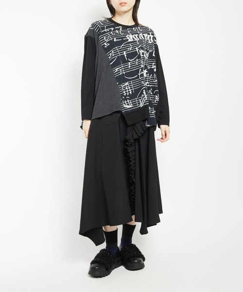 gomme tシャツ モーツァルトスコアP天竺 ステップT レディース gomme tシャツ モーツァルトスコアP天竺 ステップT レディース