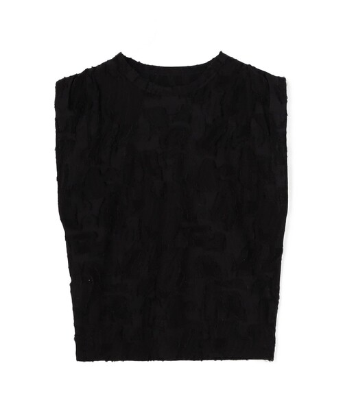 tシャツ バックカットジャカード ノースリーブトップス レディース
