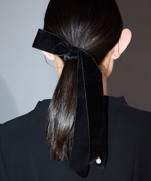 Ranerrh（ラネリ） ヘアゴム ベルベットリボンシルクヘアゴム「喪服