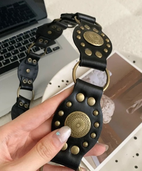 ヴィンテージ　デザインチェーンベルト CELENA BEATS ベルト ヴィンテージ メタル リング デザイン