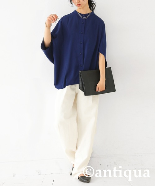 「antiqua」 「patterntorso」半袖ブラウス P ホワイト レディース_画像2