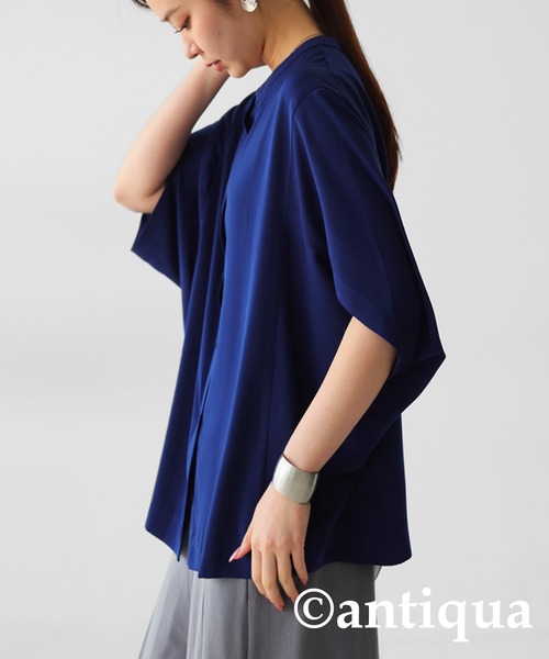 「antiqua」 「patterntorso」半袖ブラウス P ホワイト レディース_画像5