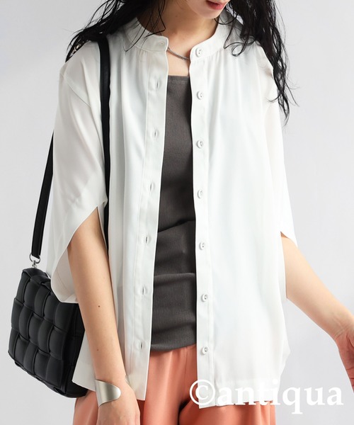 「antiqua」 「patterntorso」半袖ブラウス P ホワイト レディース_画像9