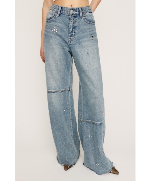 SLY デニムセットアップ SLY ジーンズ デニム デニムパンツ STUDS SEAM DESIGN FLARE PT
