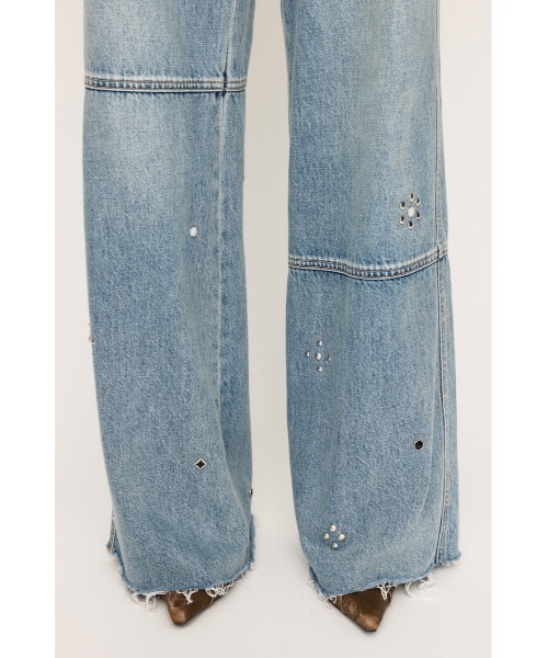SLY ストライプデニムフレアパンツ SLY ジーンズ デニム デニムパンツ STUDS SEAM DESIGN FLARE PT