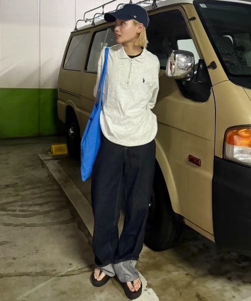 「U.S. POLO ASSN.」 半袖ポロシャツ L ネイビー レディース_画像5