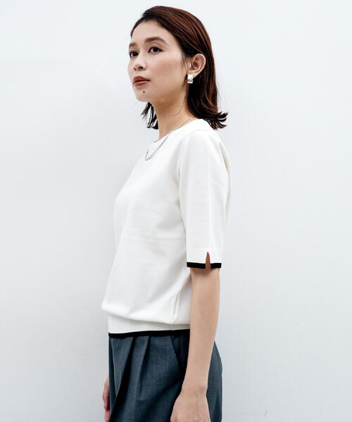 極美品！2025モデル！UNTITLED (アンタイトル) 5分袖クルーニット UNTITLED（アンタイトル） ニット セーター 「アンサンブル可/薄手