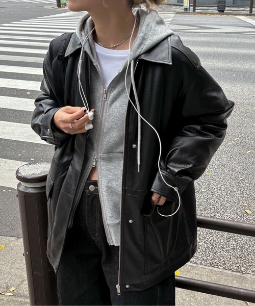 feepur（フェピュール） コート アウター フェイクレザー中綿ブルゾン