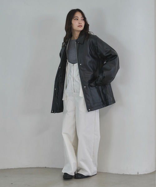 feepur（フェピュール） コート アウター フェイクレザー中綿ブルゾン