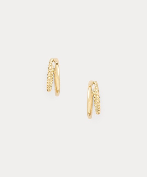 ピアス ゴールドプレーテッド ビーデッド スプリット フープ ピアス レディースの画像