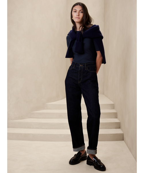 [BANANA REPUBLIC] короткий рукав футболка M черный женский 