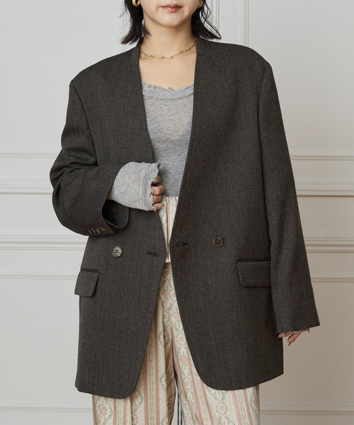 IENA LA BOUCLE フラノ Wマエジャケット IENA LA BOUCLE（イエナラブークル） ジャケット テーラードジャケット